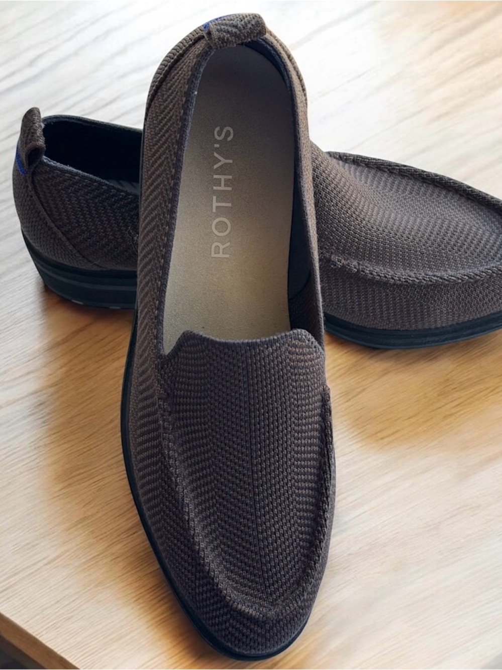 ROTHY’S “The Lug” Loafers Slip On Herringbone Brown & Black Womens Sz 9.5 DEAL!!